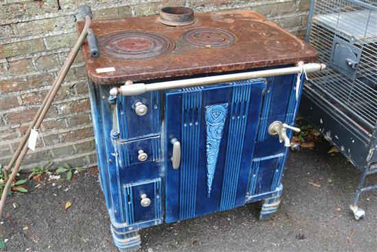 French enamel wood burner early 20thC(-)